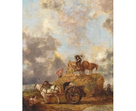 Manner of Jacob Gerritsz. Cuyp (Dordrecht 1594-1651/2) Haymaking Bears signature, oil on canvas laid on board.40cm x 33cm (15