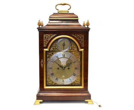 George III Mahogany gilt brass mounted table clock signed Yeldrae Notron, London George III mahogany gilt brass mounted table