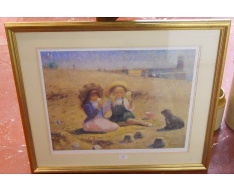 L/E & signed print - Children on beach