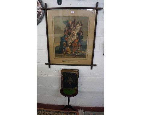 Old Religious print & large Victorian family bible