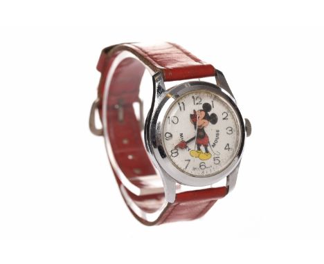 MID SIZE BRADLEY TIME DIVISION 1970S MICKEY MOUSE MANUAL WIND WRIST WATCH
signed one jewel movement, the round white dial wit