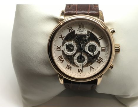 A nice example of a Rotary Gents skeleton Chronograph watch in working order and boxed.(£15 for U.K. shipping)