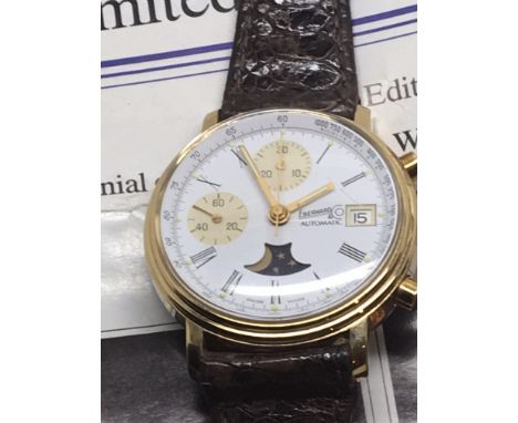 A limited Edtion Eberhard & Co Watch Chronograph, with moon phase, Automatic, and full working order, sold with paperwork. Wa