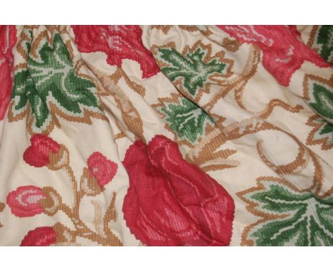 A quantity of lined curtains to include; velvet and floral examples 