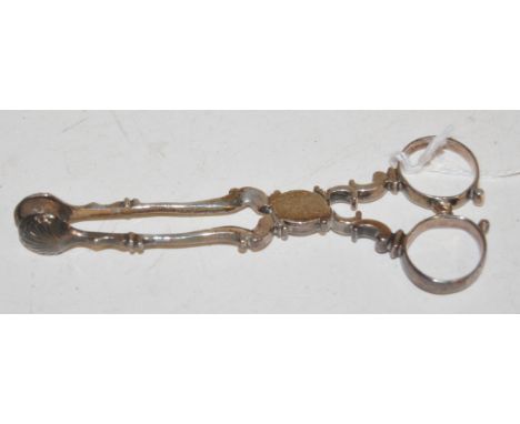 A pair of 19th century silver sugar nips with scissor action 