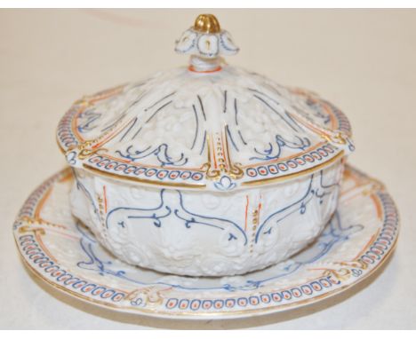 A Victorian Copeland Parian bowl and cover on stand with gilt and enamel decoration Condition Report / Extra Information Very
