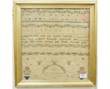 A William IV verse and pictorial needlework sampler, worked by Mary Anne Stearn, dated 1831
