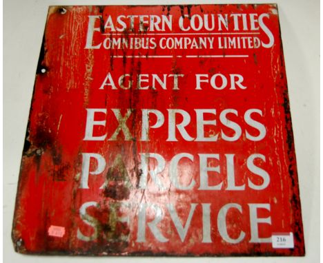 An Eastern Counties enamel advertising sign for Express Parcel Service