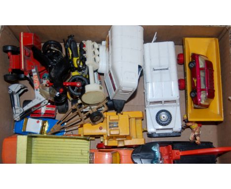 A mixed lot of playworn diecast toy vehicles to include; Corgi examples 