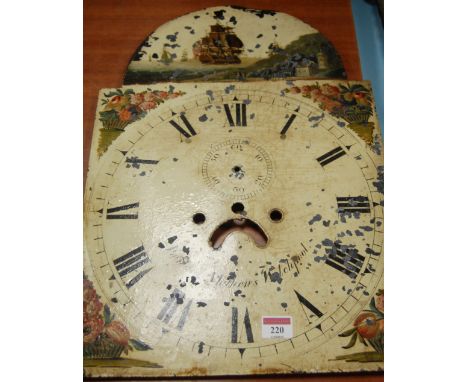 An early 19th century enamel painted longcase clock dial only, signed Edward Mathews of Welchpool (with some losses)