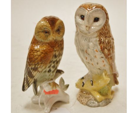 A Karl Ens porcelain owl, and one other Royal Doulton example modelled by JG Tongue for Beneagles Scotch Whisky (2)