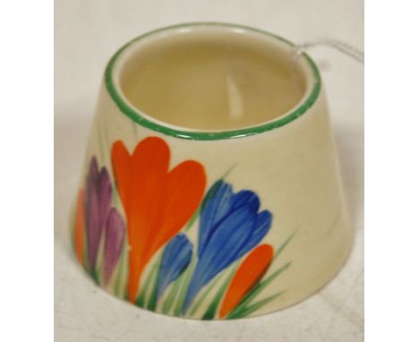 A Clarice Cliff Crocus pattern table salt, with Wilkinson backstamp 