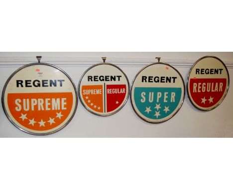 Four Regent Petrol enamel advertising signs 