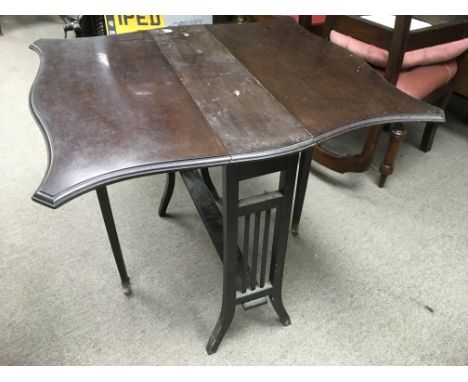 A Victorian mahogany Sutherland table with a twin flap top together with an oak joint stool (2).