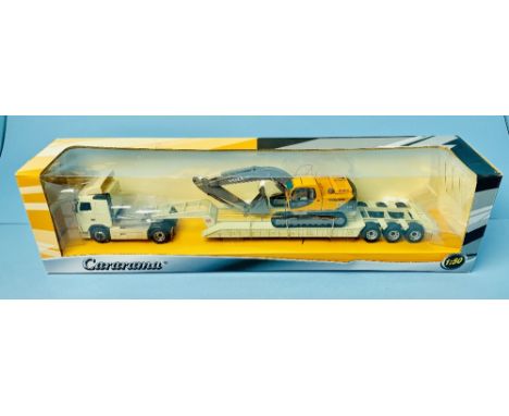 Cararama Die-Cast 1/50 Scale Volvo Globetrotter Lorry and Volvo EC210 Excavator Load Boxed