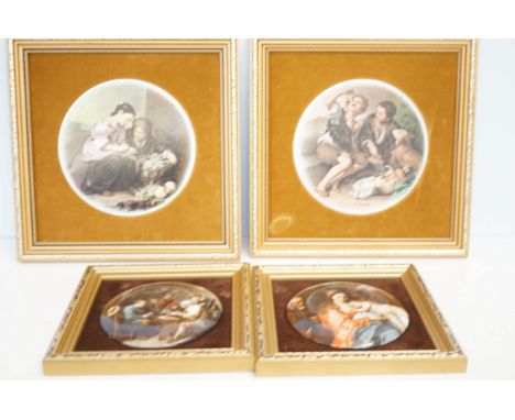 English ceramic miniature Staffordshire framed plaques x4 