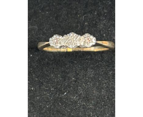 9ct Gold trilogy ring set with diamonds Size O 2.3g 