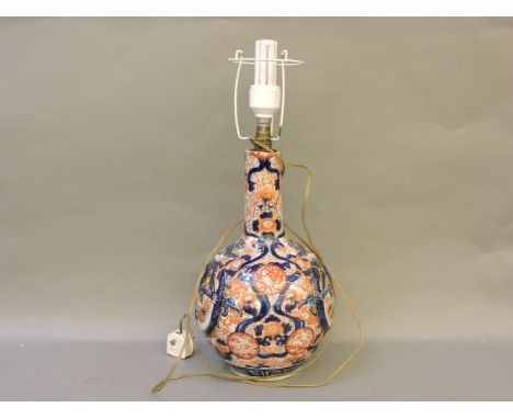 A Japanese Imari bottle neck vase, converted to a lamp