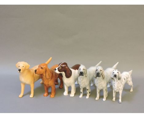 Beswick and Spode dogs, English setters, two spaniels, and a labrador