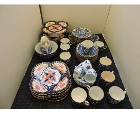 A Wileman Shelley dessert service, and a blue and white teaset