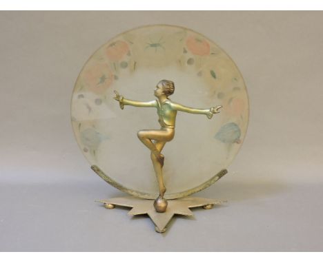 An Art Deco figural spelter lamp, circa 1930