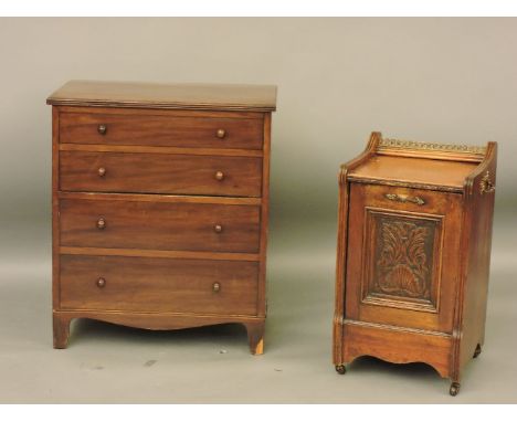 A late Victorian walnut coal purdonium, 36cm wide, and a chest commode, 63.5cm wide