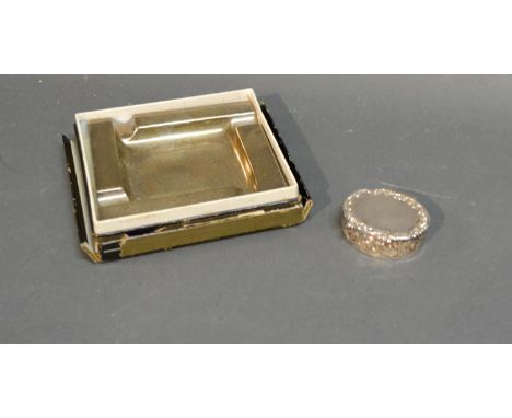 A Birmingham Silver Square Ashtray, Together With A London Silver Patch Box 