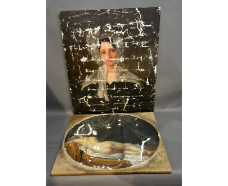 A 19th Century Oil On Canvas Portrait Of A Nude Female, together with another similar portrait 