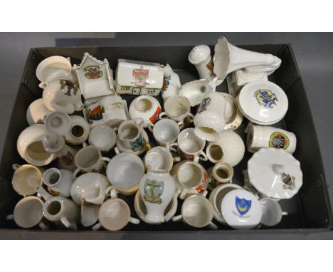 An Arcadian Model Of A Gramophone With Sandown Crest, together with a collection of crested china to include W.H. Goss, Carlt