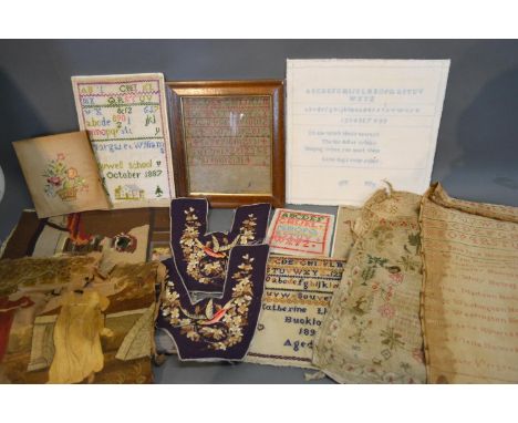 An Early Unframed Sampler Together With A Collection Of Other Related Items 
