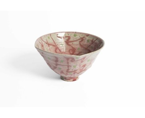 ARR Janice Tchalenko (1942-2018) a stoneware bowl decorated in pink and green glazes, 21cm diameterIn good condition - no dam