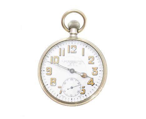 A military steel pocket watch, by Octavia Watch Co., Switzerland, c.1942, the circular dial signed Alexander Coventry, with l