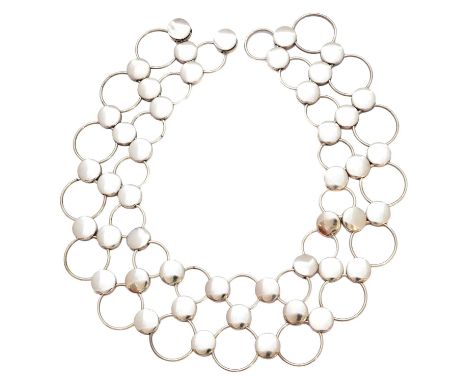A Georg Jensen collar, pattern no. 464, designed by Regitze Overgaard for Georg Jensen, the series of polished disc and hoop 