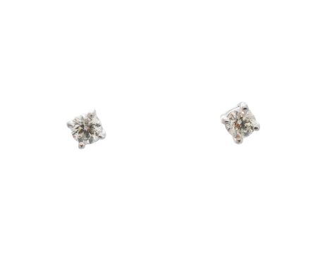 A pair of brilliant-cut diamond stud earrings, estimated total diamond weight 0.40ct, estimated colour K-L, estimated clarity