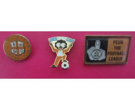 LUTON TOWN FOOTBALL BADGES X 3