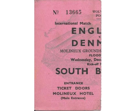 1956 ENGLAND V DENMARK AT WOLVES TICKET
Small fold on bottom corner