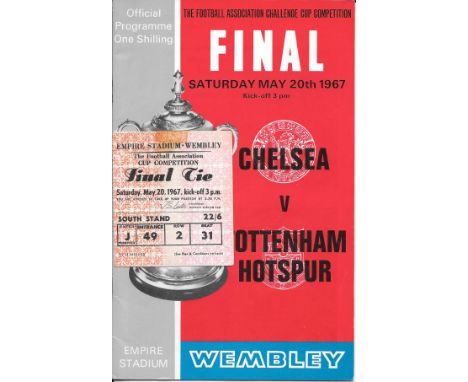 1967 FA CUP FINAL CHELSEA V TOTTENHAM PROGRAMME &amp; TICKET
Programme good, small tape mark on top edge of ticket