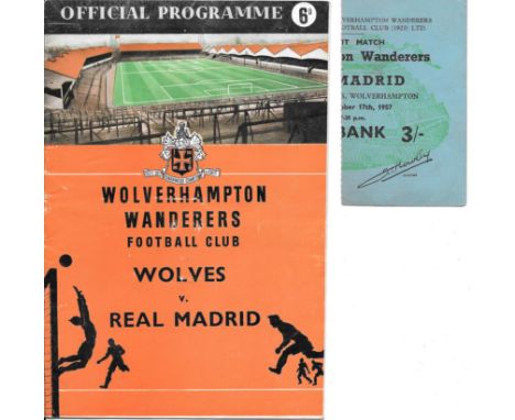 1957 WOLVES V REAL MADRID PROGRAMME &amp; TICKET
Programme - Fold
Ticket - Good