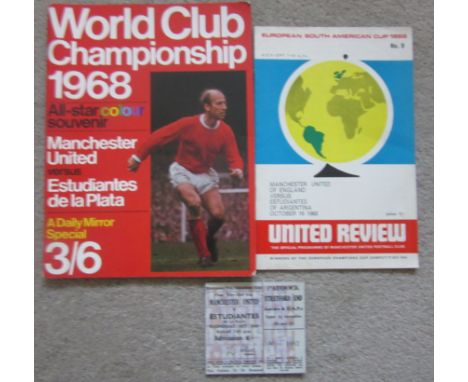 1968 MANCHESTER UNITED V ESTUDIANTES PROGRAMME, TICKET, NEWSPAPER &amp; SOUVENIR BROCHURE
Newspaper is the EL DIA from Argent