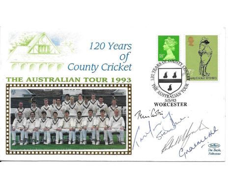 CRICKET - 1993 WORCESTER POSTAL COVER AUTOGRAPHED BY 5 INC GRAHAM HICK