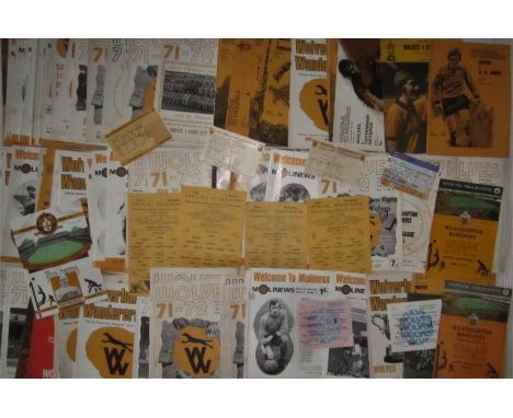 WOLVERHAMPTON WOLVES HOME PROGRAMMES &amp; TICKETS
Majority are first team fixtures, some 1960's Reserves/Youth games and a f