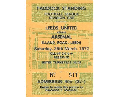 1971-72 LEEDS UTD V ARSENAL PROGRAMME &amp; TICKET
&nbsp;