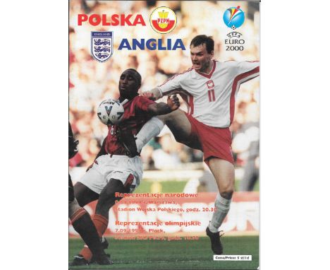 1999 POLAND V ENGLAND - PROGRAMME, PRESS TICKET &amp; TEAM SHEET
Team sheet folded