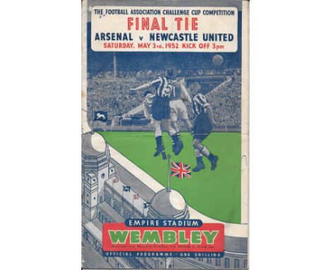 1952 FA CUP FINAL ARSENAL V NEWCASTLE
Folds, small split on spine, rusty staples and small punched hole in top corner