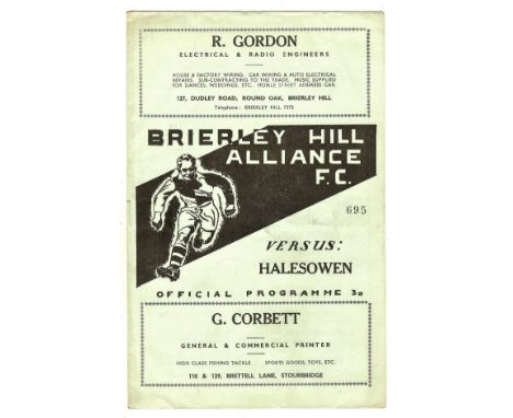 1950/51 BRIERLEY HILL ALLIANCE V HALESOWEN TOWN. MASERFIELD CUP
Light folds, otherwise very good.