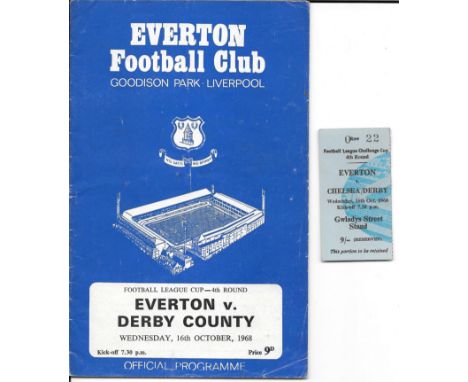 1968-69 EVERTON V DERBY COUNTY LGE CUP PROGRAMME &amp; TICKET
&nbsp;