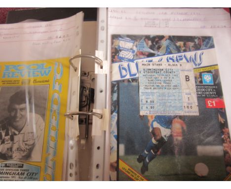 BIRMINGHAM CITY HOME &amp; AWAY PROGRAMMES 1990-91 TO 1999-2000 + EXTRA'S&nbsp;
236 Programmes housed in 10 folders, includes
