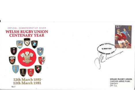 1981 WELSH RUGBY UNION CENTENARY POSTAL COVER AUTOGRAPHED BY J P R WILLIAMS&nbsp;