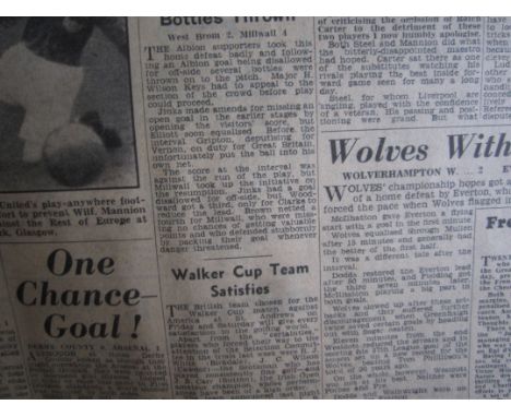 1947 GREAT BRITAIN WEST BROMWICH MILLWALL WOLVES EVERTON VILLA BLACKBURN DERBY ARSENAL&nbsp;
Newspaper - Sunday Empire News (