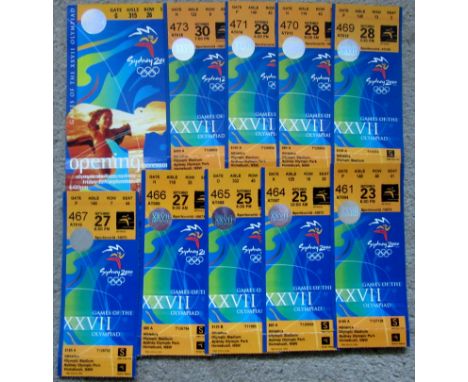 2000 OLYMPICS - 18 TICKETS INCLUDING OPENING CEREMONY
Athletics x 11
Gymnastics x 2
1 Ticket each for Basketball, Water Polo,